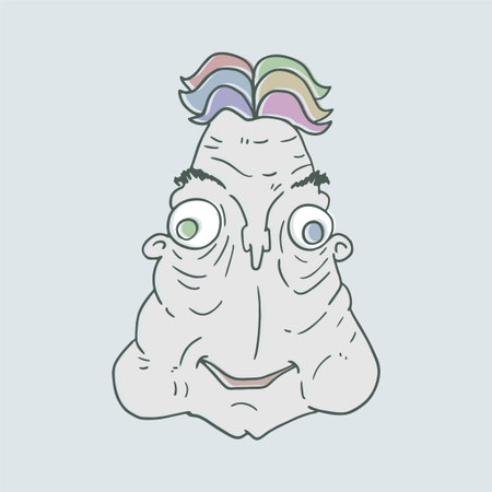 funny ugly face drawのイラスト素材