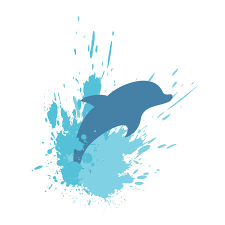 dolphin splash illustrationのイラスト素材