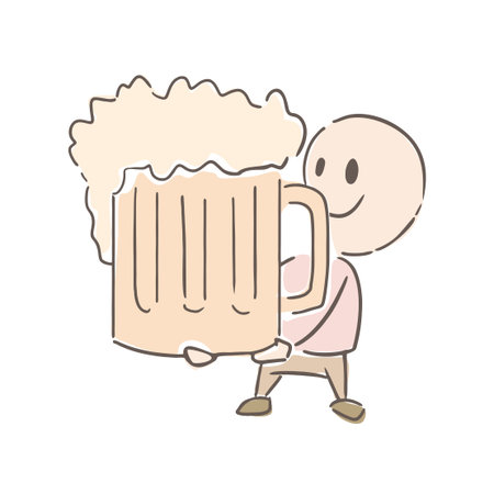 man with giant beerのイラスト素材