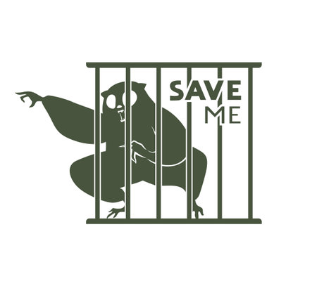 Animal in jail and save me messageのイラスト素材