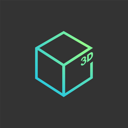 Cube line art flat draw