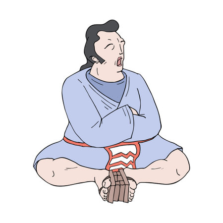 Design of sitting asian man illustrationのイラスト素材