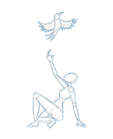 Creative design of woman and bird illustrationのイラスト素材