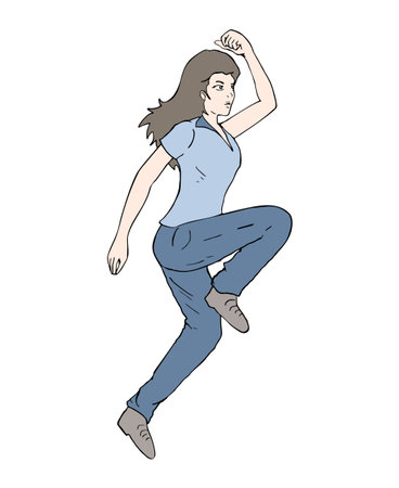 Design of happy woman jumpingのイラスト素材