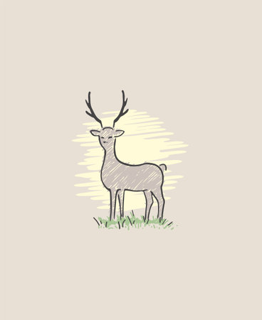 Creative design of deer in field illustrationのイラスト素材