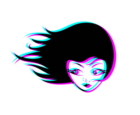 Design of pretty girl face drawのイラスト素材