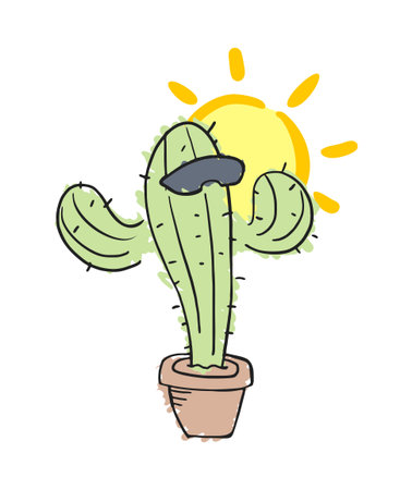 Design of cactus with sunglasses illustrationのイラスト素材
