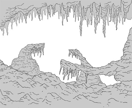 Creative design of rock cavern illustrationのイラスト素材