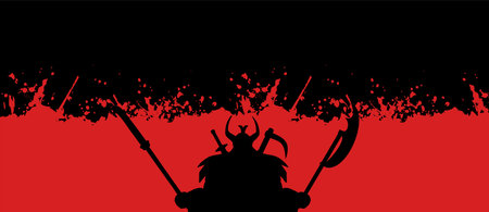 Design of shogun on black and red backgroundのイラスト素材