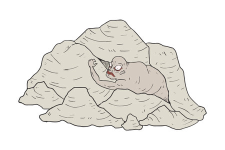 Creature in rocks drawのイラスト素材