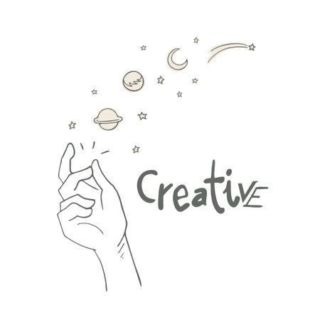 Design of snap hand and creative messageのイラスト素材