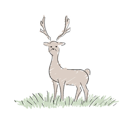 Design of deer in the fieldのイラスト素材