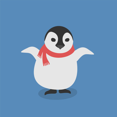 Design of penguin with scarf drawのイラスト素材