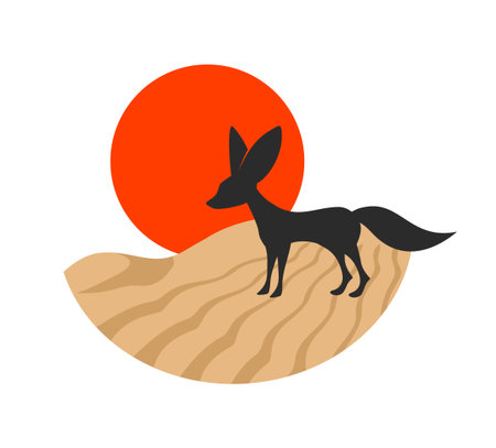 Creative design of fennec flat illustrationのイラスト素材