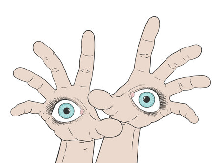 Design of hands with eyesのイラスト素材