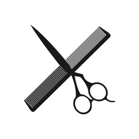 Professional scissors and hair comb drawのイラスト素材