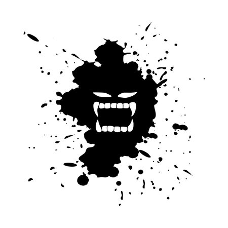 Imaginative monster face on ink stainのイラスト素材
