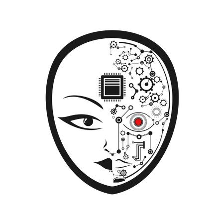Design of cyborg woman faceのイラスト素材
