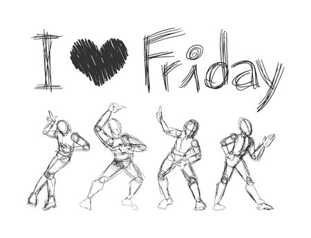I love Friday art messageのイラスト素材