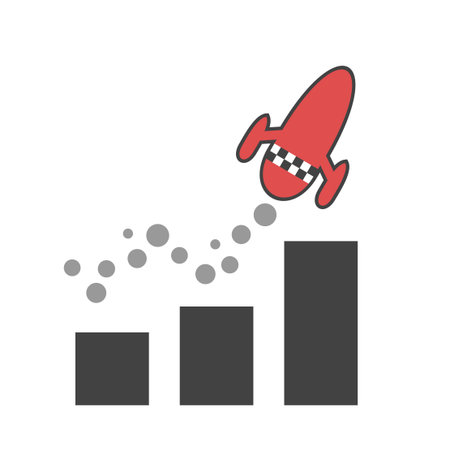 business graphic with spaceship flyingのイラスト素材