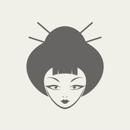 Design of geisha face illustrationのイラスト素材