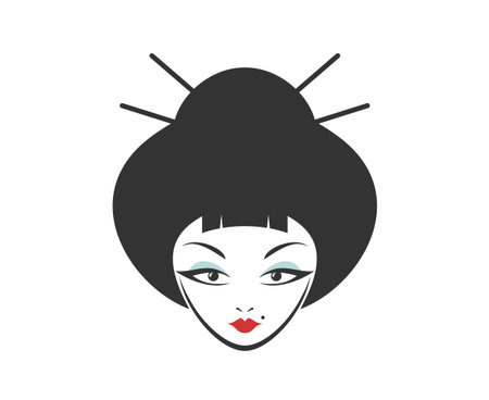 Design of geisha face illustrationのイラスト素材