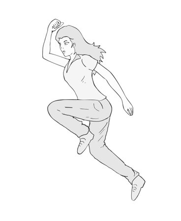 Design of happy woman jumpingのイラスト素材