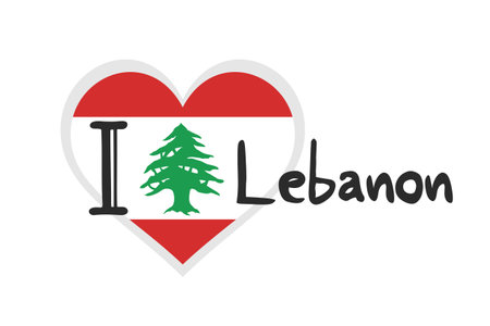 Lebanon heart flag symbolのイラスト素材