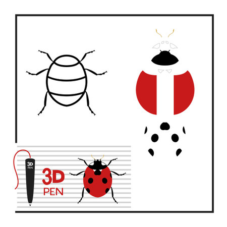 Design of ladybug insect model for 3D pencilのイラスト素材