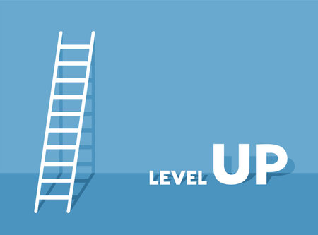 Design of level up message and stairsのイラスト素材
