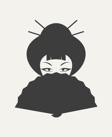 Design of geisha face illustrationのイラスト素材