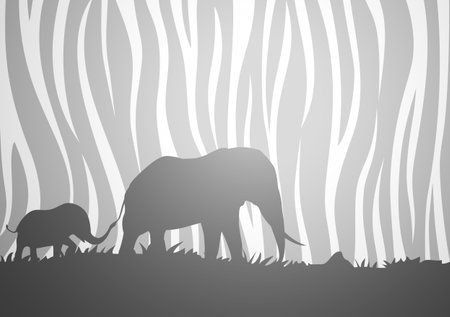 Design of elephants family walkingのイラスト素材