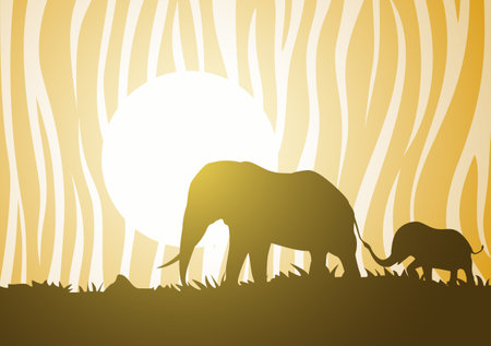 Design of elephants family walkingのイラスト素材