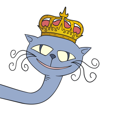 Funny king cat with long neckのイラスト素材
