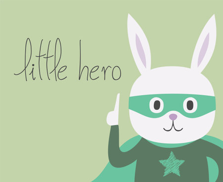 Design of funny rabbit hero drawingのイラスト素材