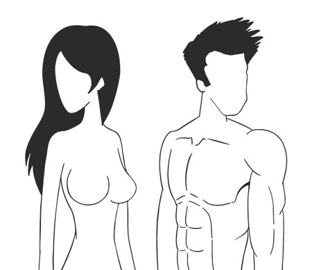 Man and woman mannequins drawingのイラスト素材