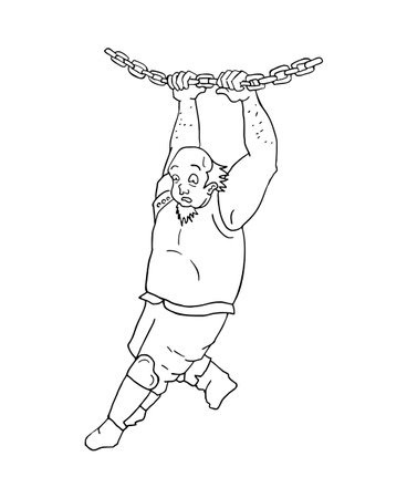 Design of warrior man hanging on chainのイラスト素材