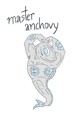 Design of muscle anchovy illustrationのイラスト素材