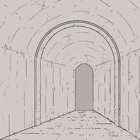 Passage of abandoned temple illustrationのイラスト素材
