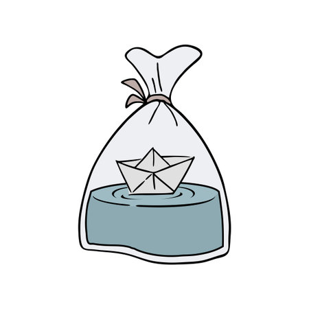 Creative design of paper boat floatingのイラスト素材
