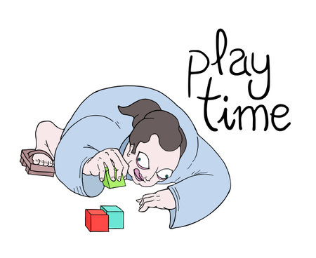 Design of funny fat man playingのイラスト素材