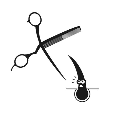 Funny hair and big scissors illustratonのイラスト素材