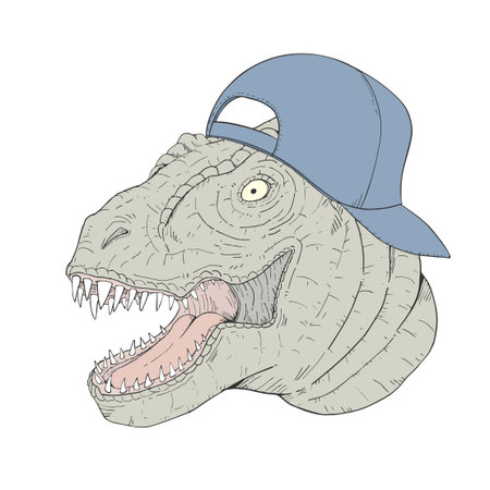 Smiling dinosaur drawingのイラスト素材