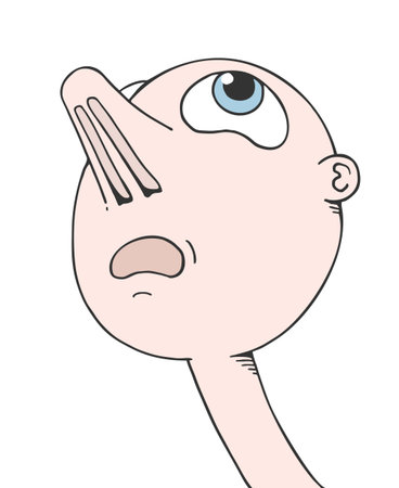 Funny cartoon face drawingのイラスト素材
