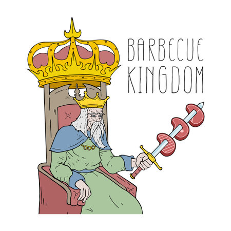 King with meat and barbecue kingdom messageのイラスト素材