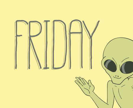 Alien and Friday messageのイラスト素材