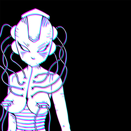 Futuristic cyber woman illustrationのイラスト素材