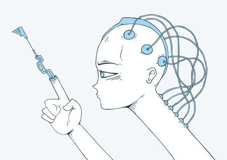 Futuristic cyber woman illustrationのイラスト素材