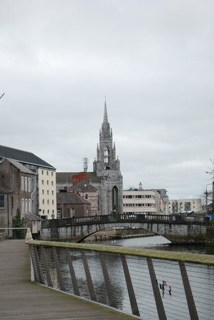 Regency Gothic-style Holy Trinity church from afar Cork Irelandの写真素材
