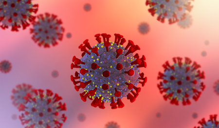 Coronavirus Sars respiratory syndrome macro image COVID-19, 3d render.